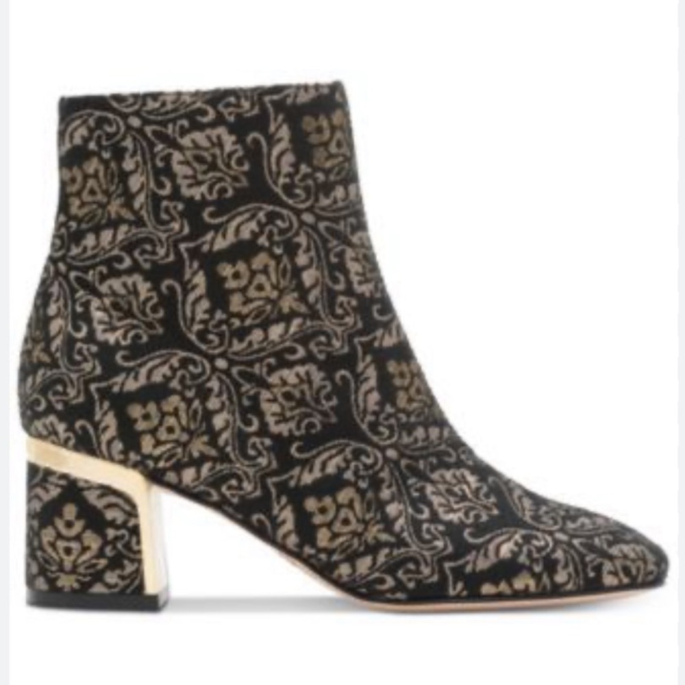 DKNY Black and Gold Patterned Ankle Booties